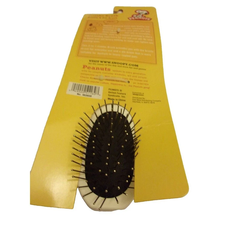 Peanuts Snoopy Pet Brush Pin and Bristle Brush 2 - In- One Combo Brush New